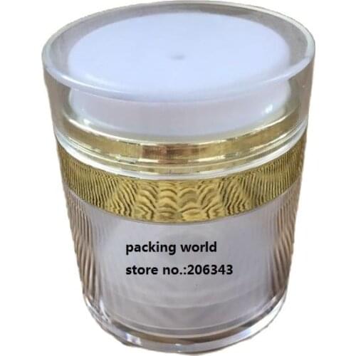 30g transparent acrylic jar gold collar airless bottle ,airless cream jar for cream/essence/moisturizer packing