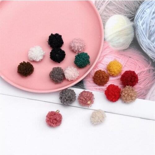 30pcs/lot 15mm Roll Wool Ball Pendant Plush Ball Earring Charms Connector Diy Earrings For Jewelry Making Materials