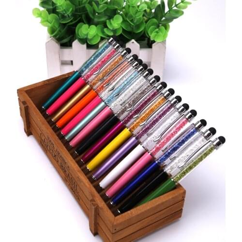 5 pcs/lot Diamond Crystal Ballpoint Pens + Capacitive Stylus Pen 2 in 1 Novelty Metal Zakka Touch Ballpen Stationery Gifts