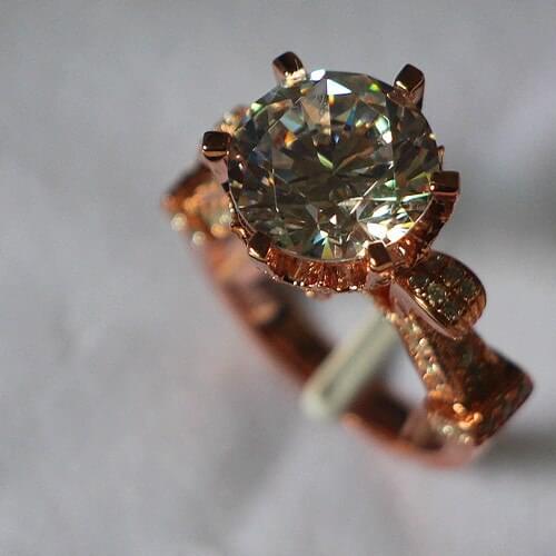 5CTW 11MM G-H Moissanite Engagement Ring Test Positive Certified 925 Sterling Silver Ring Rose Gold Color