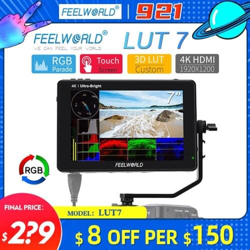 FEELWORLD LUT7 7 Inch 3D LUT 2200nits Touch Screen DSLR Camera Field Monitor with Waveform VectorScope Histogram