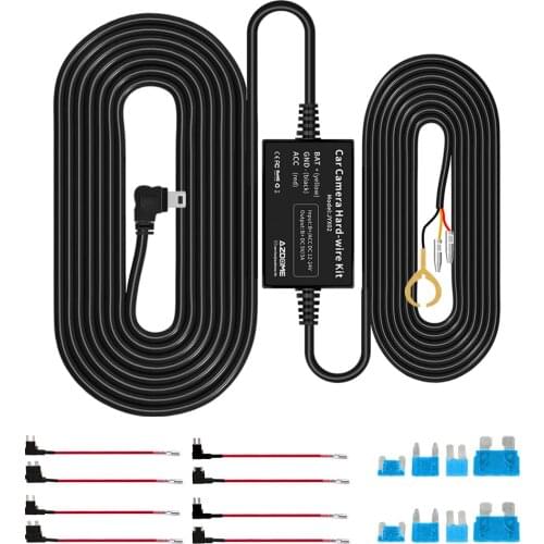 AZDOME JYX02 Car DVR Record Hard Wire Kit Low Vol Protection Mini USB Port 12V-24V in 5V3A out Use With M550