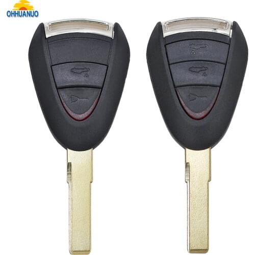 '2/3 Button Remote Key Case Smart Car Key Shell Housing Fob + Blank Blade Fits For Porsche 911 Cayman Boxster Cayenne Uncut Blad