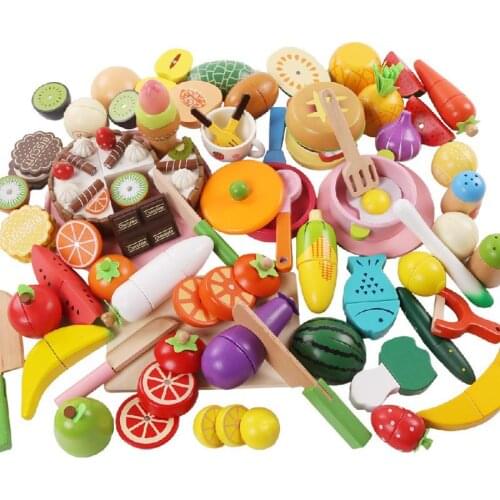 Wooden Magnetic Cut Fruit Toys Children And Vegetables Play House Baby Boys And Girls Cut All Happy Birthday Toy Gifts