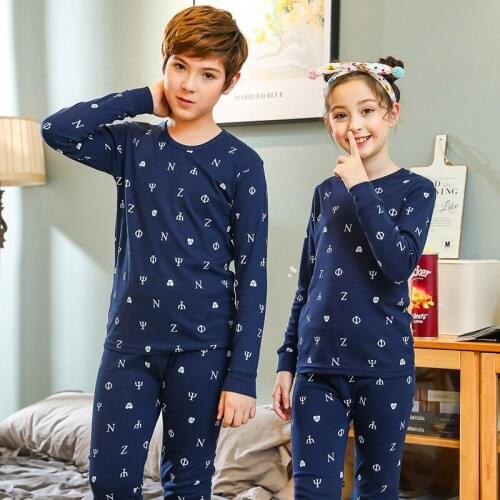 Kids Pajamas 2020 Spring Girls Boys Sleepwear Nightwear 8-19Y Teenage Clothes Cartoon Pajama Sets Cotton Childrens Pyjamas