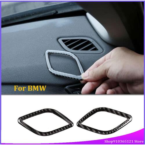 For BMW X1 E84 2011-2015 2pcs Soft Carbon Fiber Car Dashboard Air Conditioning Vent Frame Trim Accessories