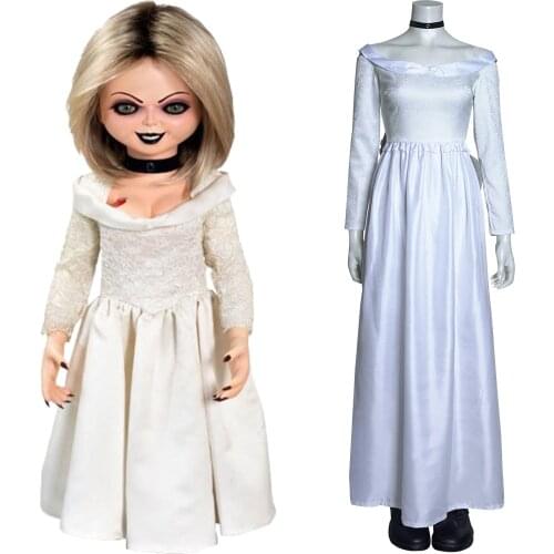 Bride of Chucky Cosplay Costumes Long Dress Outfits Halloween Carnival Suit