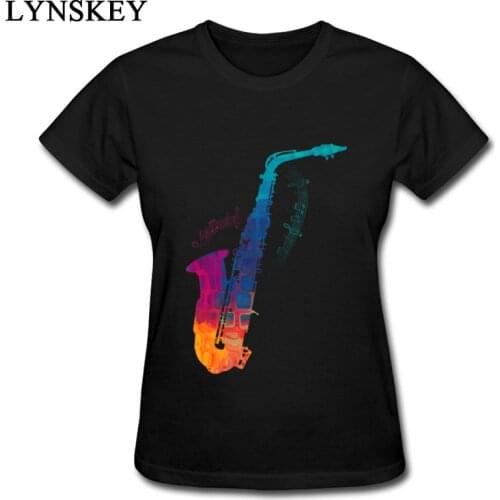 Colorful Saxophone T Shirt For Women 2018 Classic Country Music T Shirts Good Quality 100% Organic Cotton Plus Size Sweatshirt