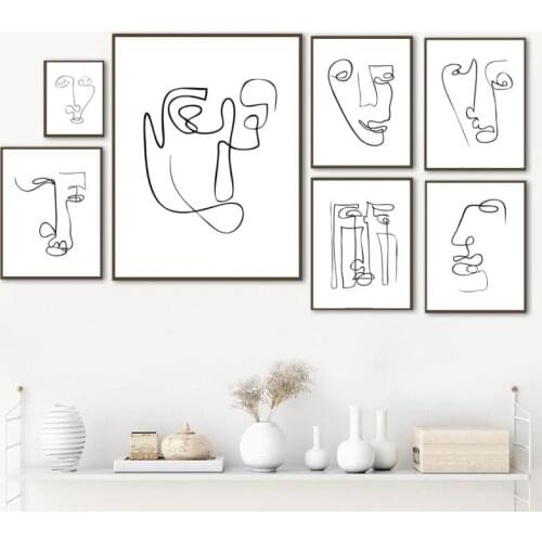 Minimalist Wall Art Abstract Line Face Canvas Painting Nordic Posters And Prints Wall Pictures For Living Room Decor Home Decor