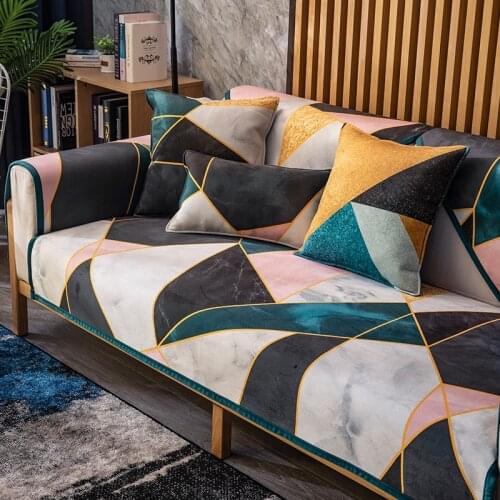 Sofa cushion for all seasons Nordic fabric Leather sofa fashionable non-slip protective cover velvet sofa cover plush slipcover