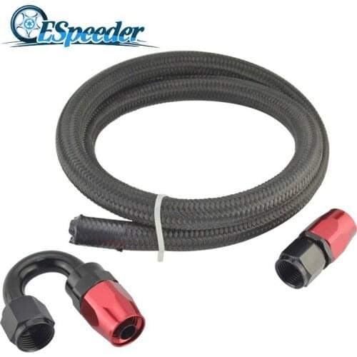 ESPEEDER AN4 AN6 AN8 AN10 Swivel Hose End 0+180Degree Fuel Fittings With Braided Oil Fuel Hose Line Oil Fuel Oil Cooler Kits 1M