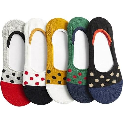 Summer Spring Wholesale Antislip Socks Dots Cute Korea Invisible Women No Show Socks