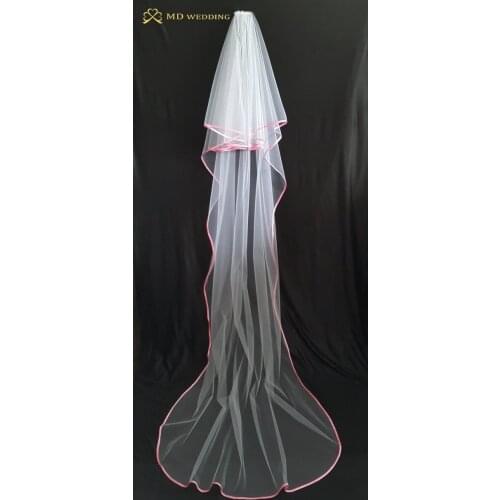 New Long White/Ivory Long Ribbon Edge Wedding Veil Bridal Veil Wedding Accessories 2015 With Comb MD109