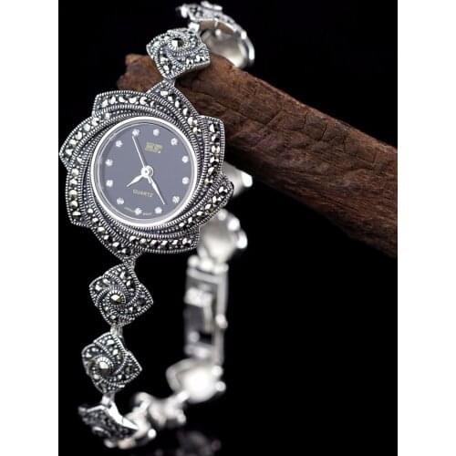 New Arrivals HF Lucky Silver Bracelet Watch Top Quality Real Silver Watch Real Pure Silver Bracelet Watches Real Silver Bangle