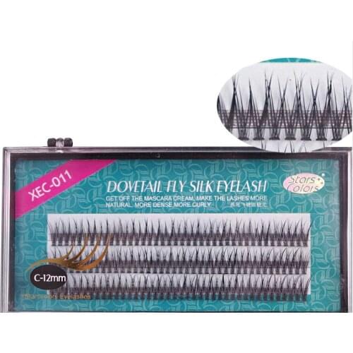 Wholesale New 50packs Korean pop fishtail type Fashion dovetail fly eyelash Two long middle short plant grafting false eyelashes