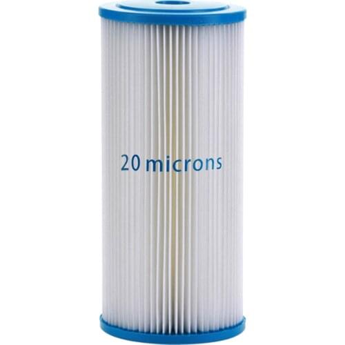 20 μm Whole House Sediment Pleated Water Filter 4.5" Dia. x 10" Long, Washable & Reusable