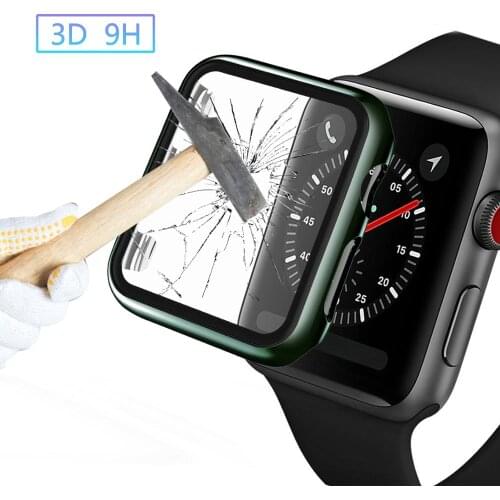 Full Cover for Apple Watch Series 5 4 3 2 1 iWatch Luxury Plating Bumper Hard Frame Case with Glass Screen Protector Accessories