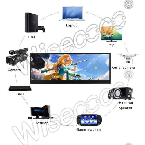 4K 14" Portable Monitor IPS LCD Screen 3840x1100 UHD for PC Computer Laptop Gaming Xbox Ps4 Display DP with Case