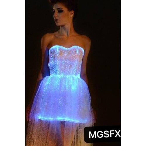 LED Light dress Luminous clothing fiber optic dance costume girls LED Wedding dress