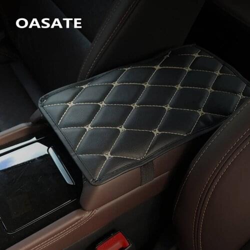 Leather Car Armrest Pad Covers Universal Center Console Auto Seat Armrests Box Pads Black Armrest Storage Protection Cushion