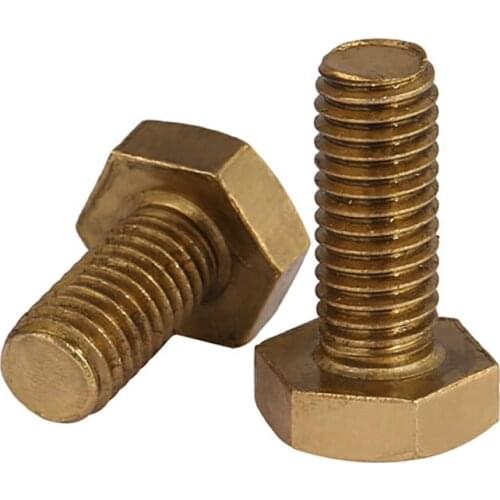 Hex Head Screws Solid Brass Full Thread Hexagon Bolts Screw M4 M5 M6 M8