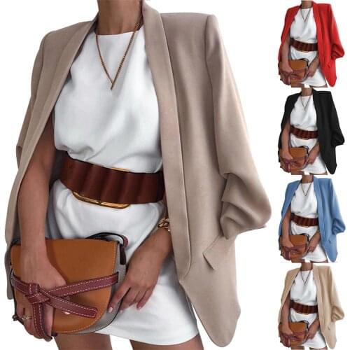 Women Blazers Plus size Hot Womens Cardigan Jacket Fashion Solid Color Slim Lapel Blazers Long Sleeves Office Lady Blazers