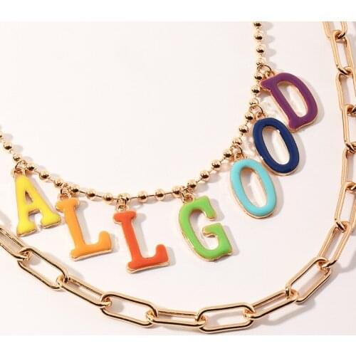 Big Chain Choker Necklaces For Women Vintage Gold Letter Necklaces Chunky Thick Fashion Female Jewelry New Years Resolutions