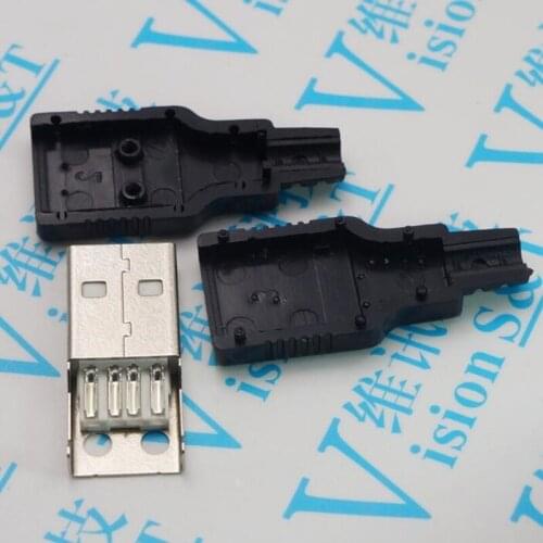 10PCS A male wire type USB Type A Male 4P4 Line With plastic shell Male three-piece suit