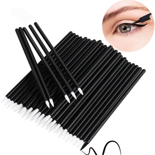 100pcs Professional Eyeliner Eyeshadow Lip Brush Applicator Swab Makeup Tools Disposable Micro Brush Beauty Cosmetic Supplies