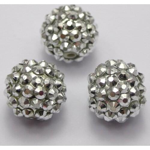 20 Mixed Colour Acrylic Pave Rhinestone DISCO Ball Beads 16mm Spacer