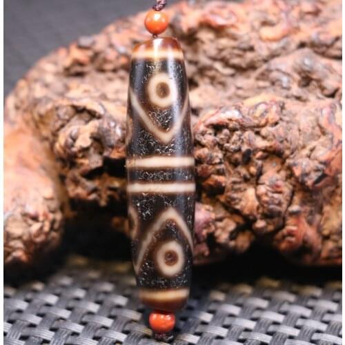 3A Energy Tibetan old Agate Ivory Color 8 Eye Water Wave Symbol dZi Bead Totem Amulet Pendant Amulet LKbrother Top Quality