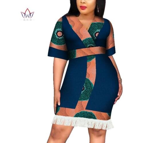 Africa Dress For Women African Wax tassel Dresses Dashiki Plus Size Africa Style Clothing for Women Office Dress WY4257
