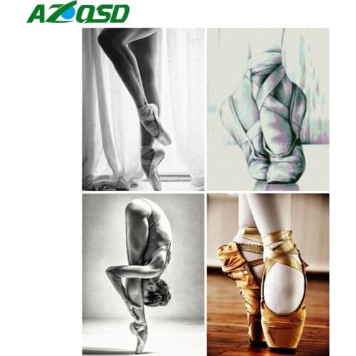 AZQSD Diamond Embroidery Ballet Dancer Foot Mosaic Handicraft Rhinestones Diamond Painting Portrait Cross Stitch Home Decor Gift