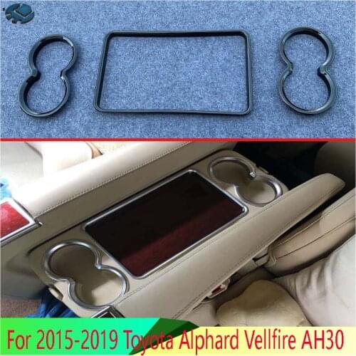 For 2016-2018 Toyota Alphard Vellfire AH30 Car Accessories ABS Chrome Middle Center Console Cup Drink Holder Cover Trim
