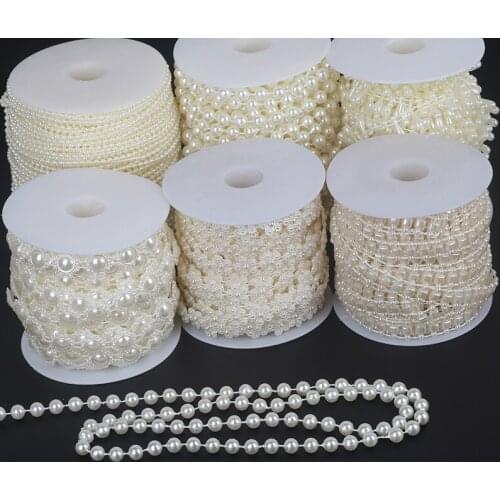 2-10meters Multi Size Ivory Color ABS Imitation Pearl Beads Chain For DIY Craft Scrapbook Decoration Supplies