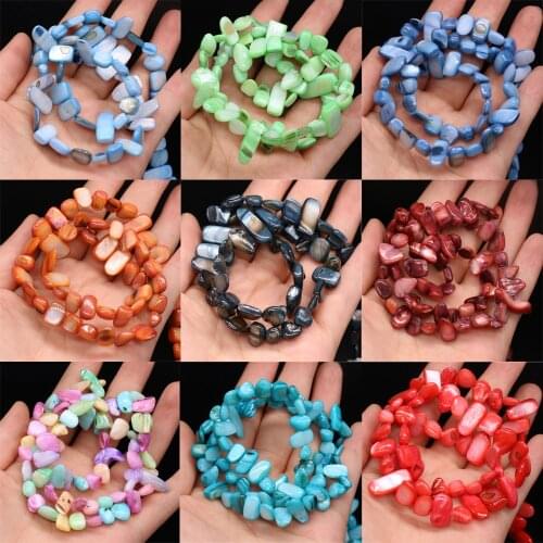Wholesale Colorful Dye Shell Beads Gravel Shape Natural Shell for Jewelry Making DIY Women Bracelet Necklace 30