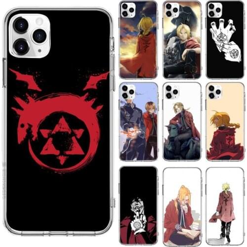 Fullmetal Alchemist FMA Brotherhood Phone Case Transparent for iPhone 6 7 8 11 12 s mini pro X XS XR MAX Plus cover funda shell