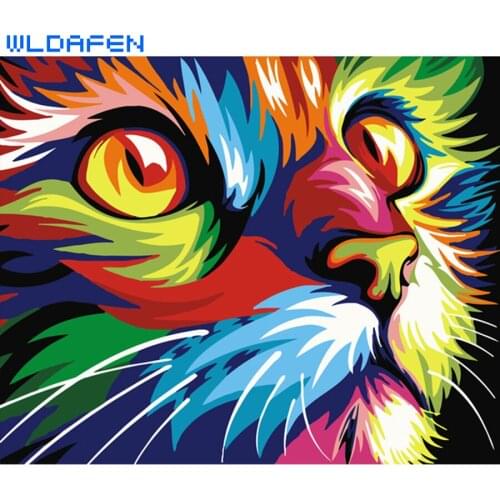 Digital Diy oil painting by numbers wall decor on canvas paint coloring number drawing animals god cat deer picture