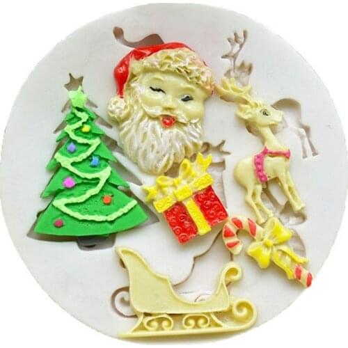 DIY Baking Tools Santa Fawn Sleigh Cake Mold Christmas Series Fondant Silicone Mold Cake Decoration Accessories Tool
