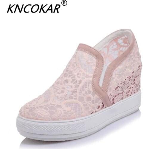 Elegant Embroidery Lace Net Cloth Shallow Mouth Spring And Autumn Shoes Foreign Trade Single Shoe Internal Height Increase Shoes