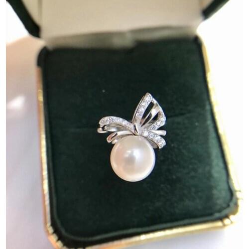 Bow Shape 925 Sterling Silver Adjustable Ring Settings Findings Mountings Parts for Pearl Corals Jade Crystal, 5pcs/lot