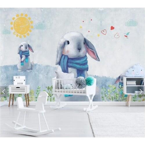 Custom papel de parede infantil, cute rabbit mural for living room childrens room sofa backdrop wall home decor wallpaper