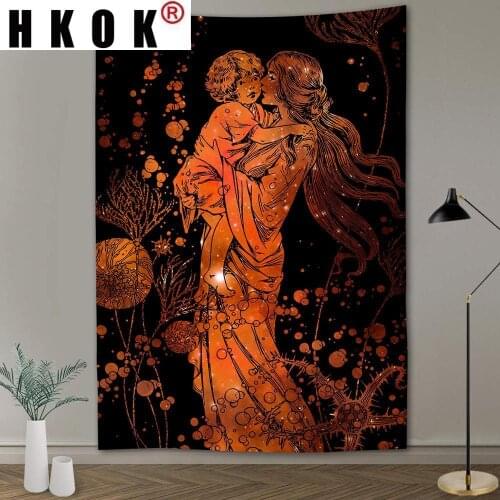 HKOK Tarot Tapestry Hippie Black and White European Medieval Divination Tapestry Mysterious Gothic Living Room Dorm Decor