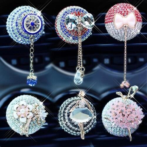 Crystal Pendant Car Perfume Clip Car Fragrance Air Conditioner Outlet Clamps Rhinestone Solid Fragrance Decoration Accessories G