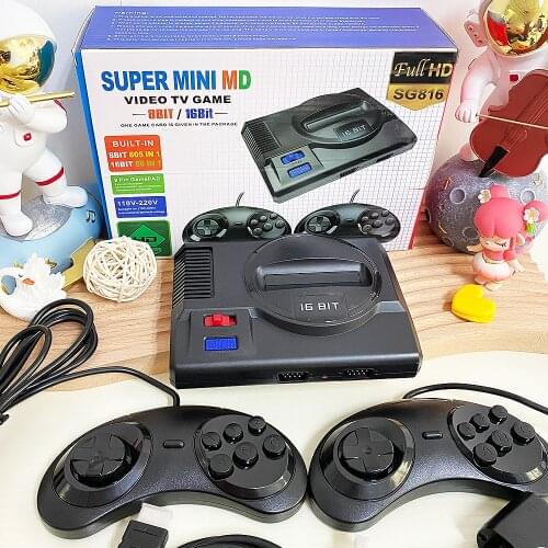 SG816 Super Retro Mini TV Video Game Console For Sega Mega Drive MD 16BIT 86 Games 8 BIT 605 Different Built-in Games 2 Gamepads
