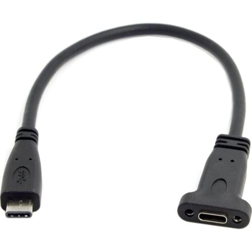 CYDZ USB-C USB 3.1 Type C Male to Female Extension Data Cable with Panel Mount Screw Hole