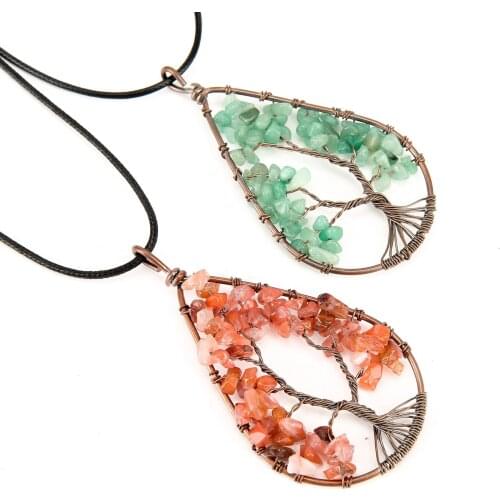 Water drop Tree of Life Hanging Ornament 7 Chakra Reiki Healing Crystals Stones Gem stone Meditation Decoration