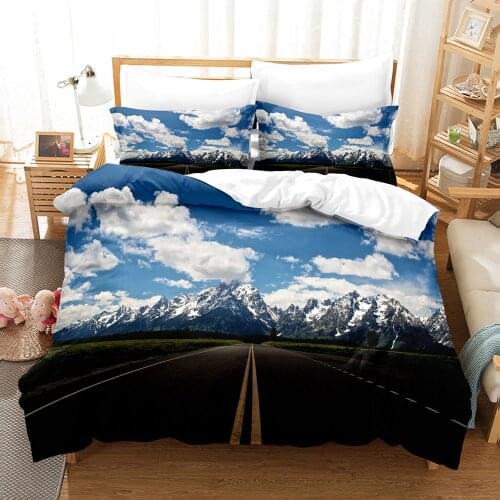 Beauty Tree Road Bedding Set Single Twin Full Queen King Size Tree Road Sky Bed Set Childrens Kid Bedroom Duvetcover Sets 010