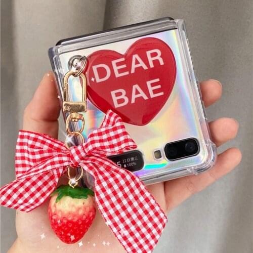 Korean creative for Samsung Galaxy zflip phone case protective case can be hung with rope to prevent falling