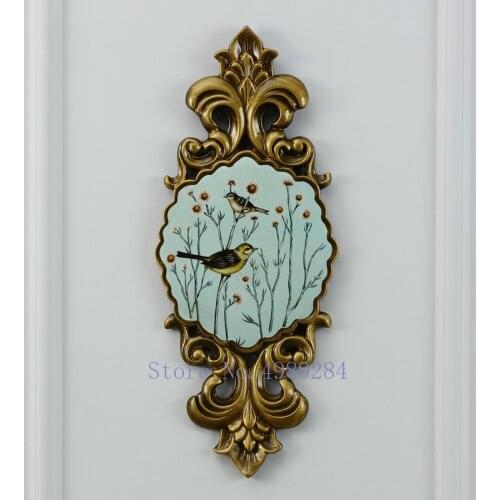 Creative Resin Wall Hanging Wall Decoration Retro Flowers and Birds Golden Decorative Pendants Home Decor Accessories